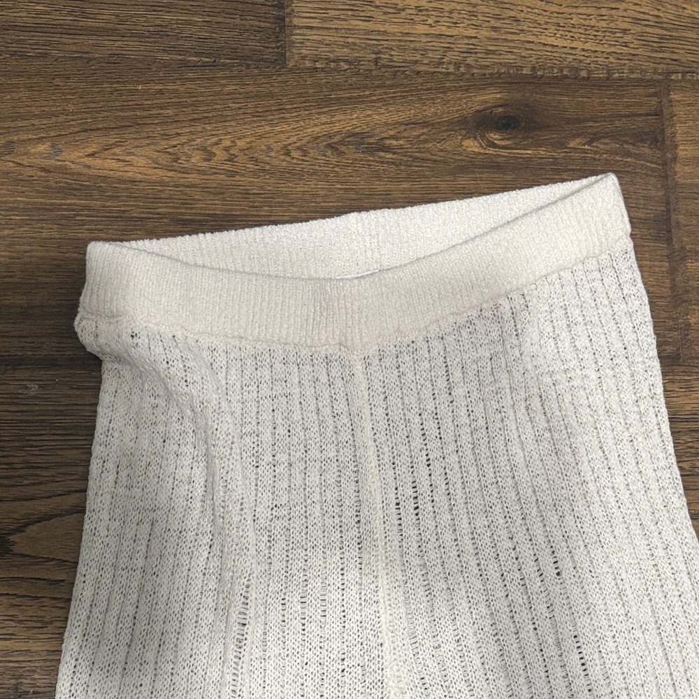 Cream Ribbed swim coverup Pants - Picture 3 of 5